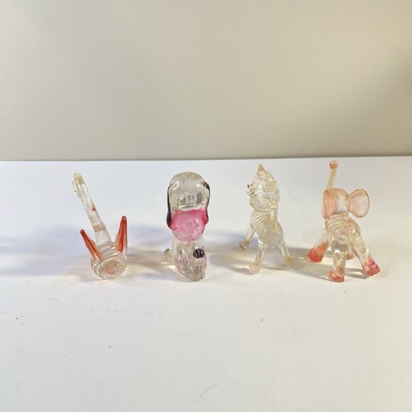 Vintage Hong Kong Lucite Animal Figurine Set of 4 – Cat, Dog, Swan, Elephant - Picture 3 of 15